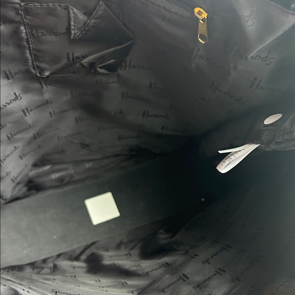 New Harrods Glossy Black Tote with Gold Logo - Picture 4 of 7
